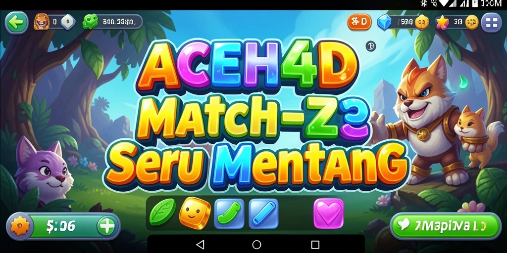 Tampilan gameplay ACEH4D dengan level Match-3 yang seru.