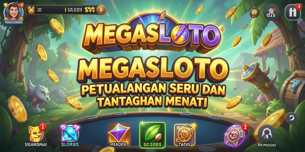 Gameplay seru MEGASLOTO dalam suasana petualangan yang mendebarkan.
