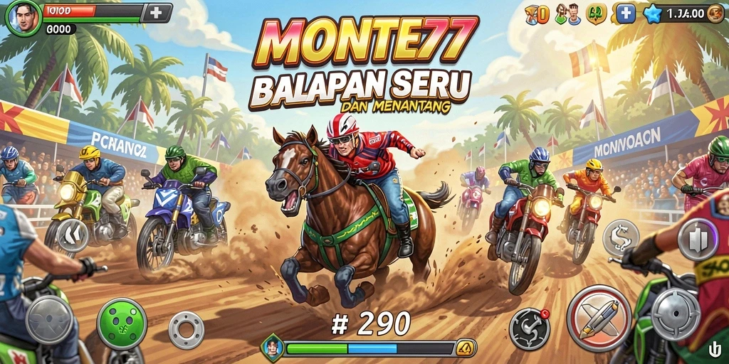 Tampilan gameplay seru balapan di MONTE77 dengan mobil cepat.