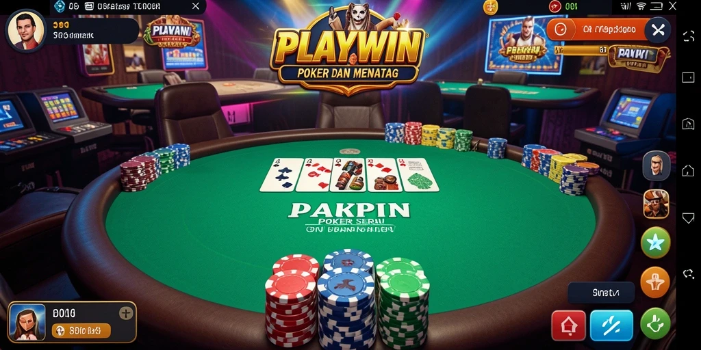 Screenshot menunjukkan gameplay seru di aplikasi Poker PLAYWIN.