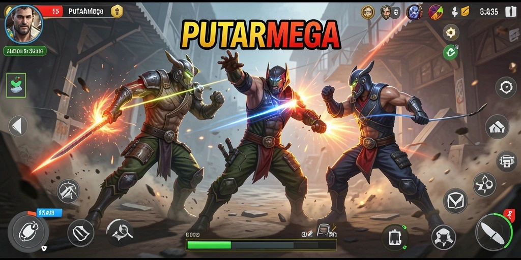Screenshot PUTARMEGA menampilkan aksi seru di medan perang.
