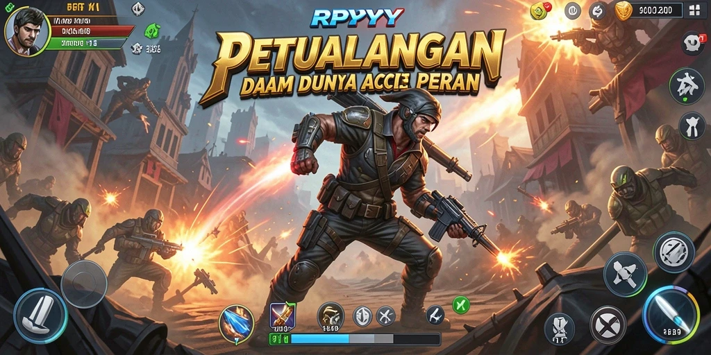 Screenshot utama RPYYY menampilkan aksi pertempuran yang epik dalam dunia ARPG.