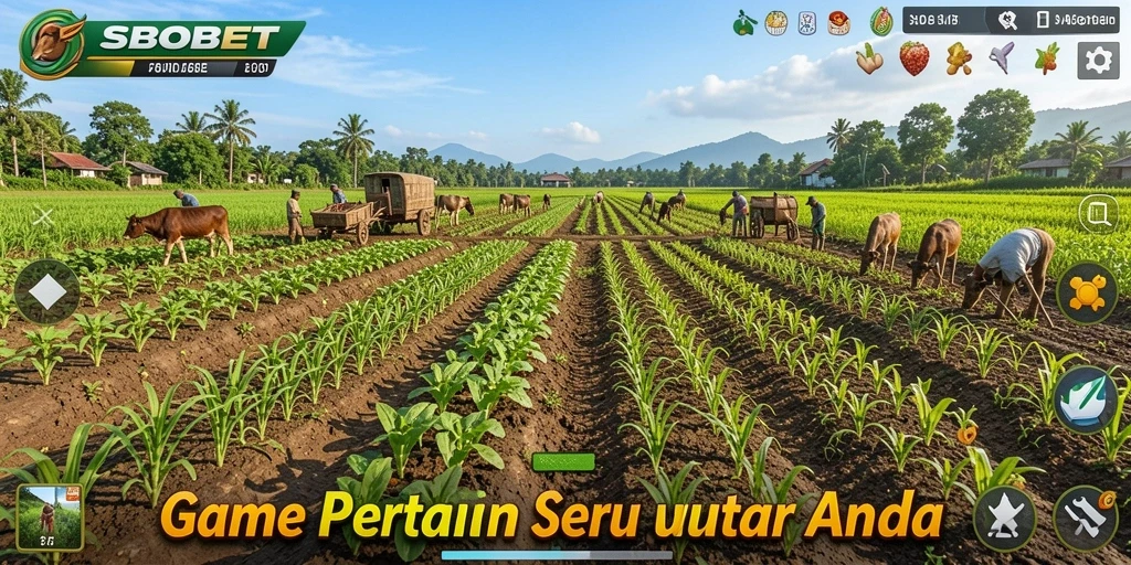 Tampilan gameplay SBOBET yang menarik dalam dunia pertanian.