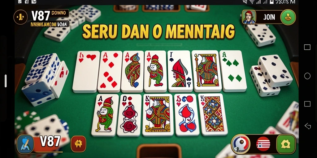 Tampilan gameplay seru saat bermain Domino di V87.