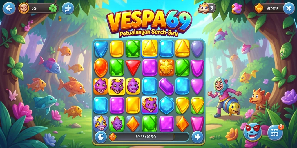 Tampilan menarik dari gameplay VESPA69 yang penuh warna.