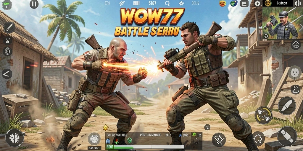 Tampilan seru gameplay WOW77 dalam pertarungan Battle Royale.